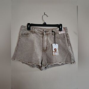 Sincerely Jules Distressed Jean Shorts Tannish Brown 11/29 NWT
